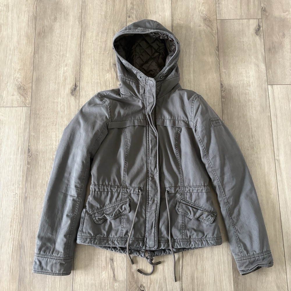 Abercrombie & Fitch Women's Military Army Green Field Jacket Coat Y2K Sz‎ Small